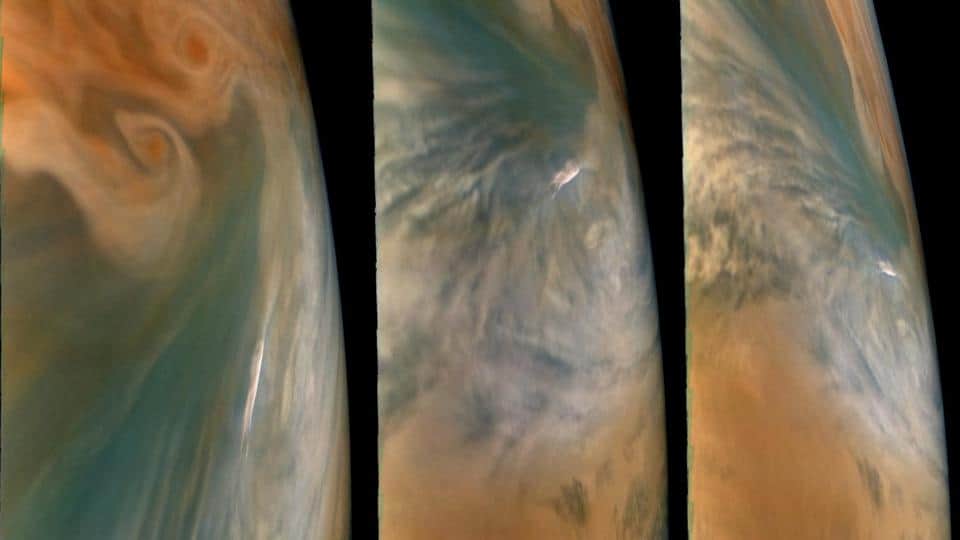 Three views of Jupiter's Cloud tops