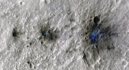 Insight Detects Meteor Impact and these craters were formed on Sept 5 2021. Captured by NASA's MRO. Credit: NASA/JPL Calthech/UoA