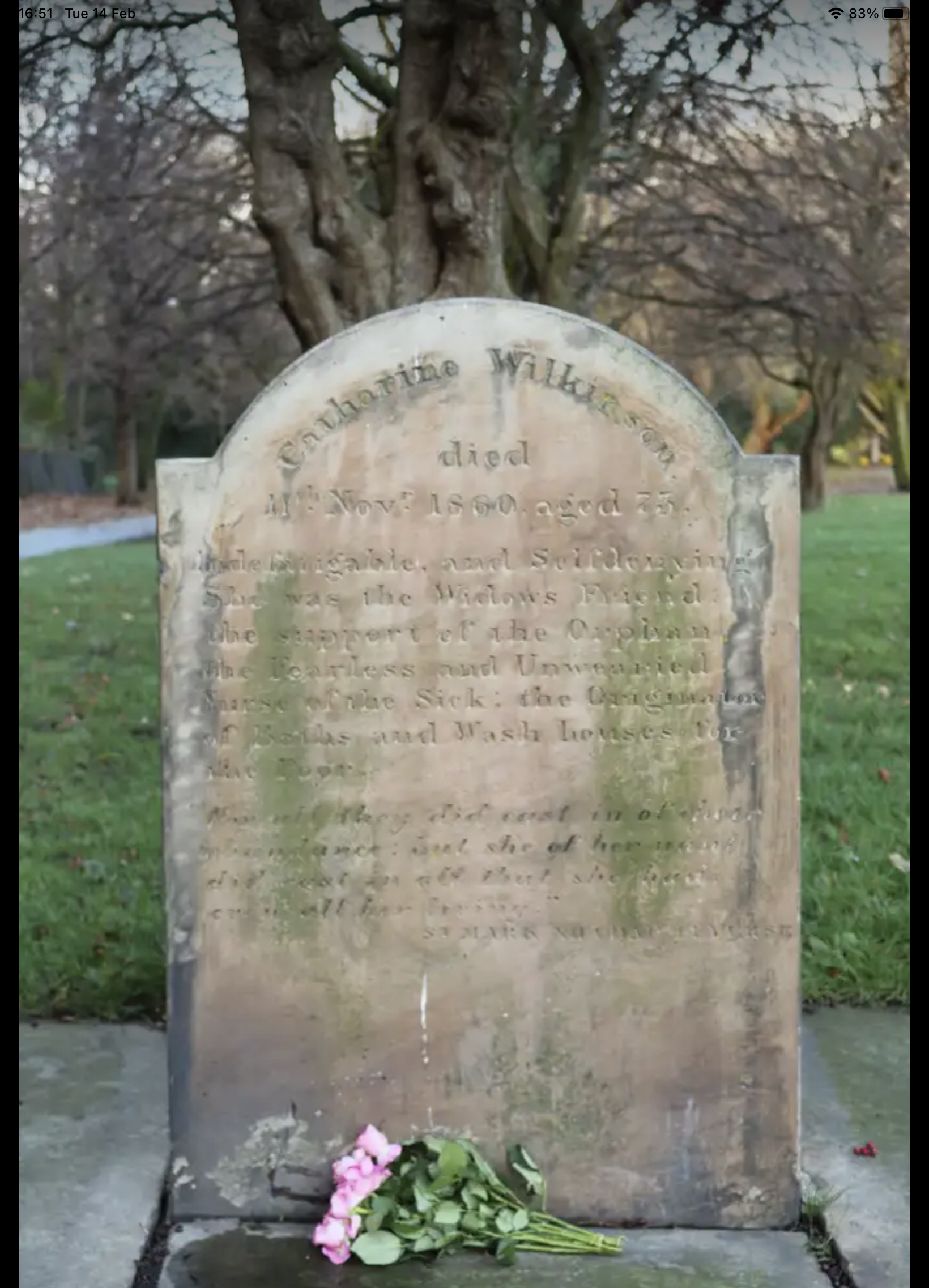 Kitty Wilkinson's final resting place St. James Cemetery, Liverpool.