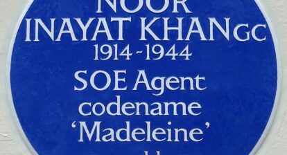 Blue Plaque, August 2020 Saying Noor Inayat Khan 1914 to 1944 SOE Agent codename Madeleine stayed here