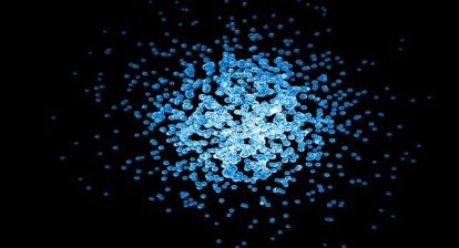 Single Celled Organisms in blue colour agains a black background