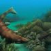 An artist imagines what Globidens alabamaensis would have looked like when present-day Texas was still submerged. Nathan Dehaut, Journal of Paleontological Sciences