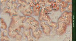 Map showing The ruins that were found in eastern Mexico, in Campeche